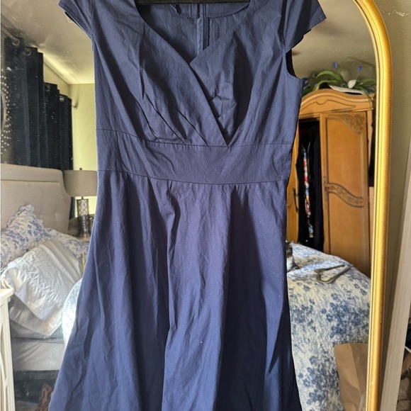 Women's Navy Blue retro Cocktail swing Dress - Picture 2 of 7